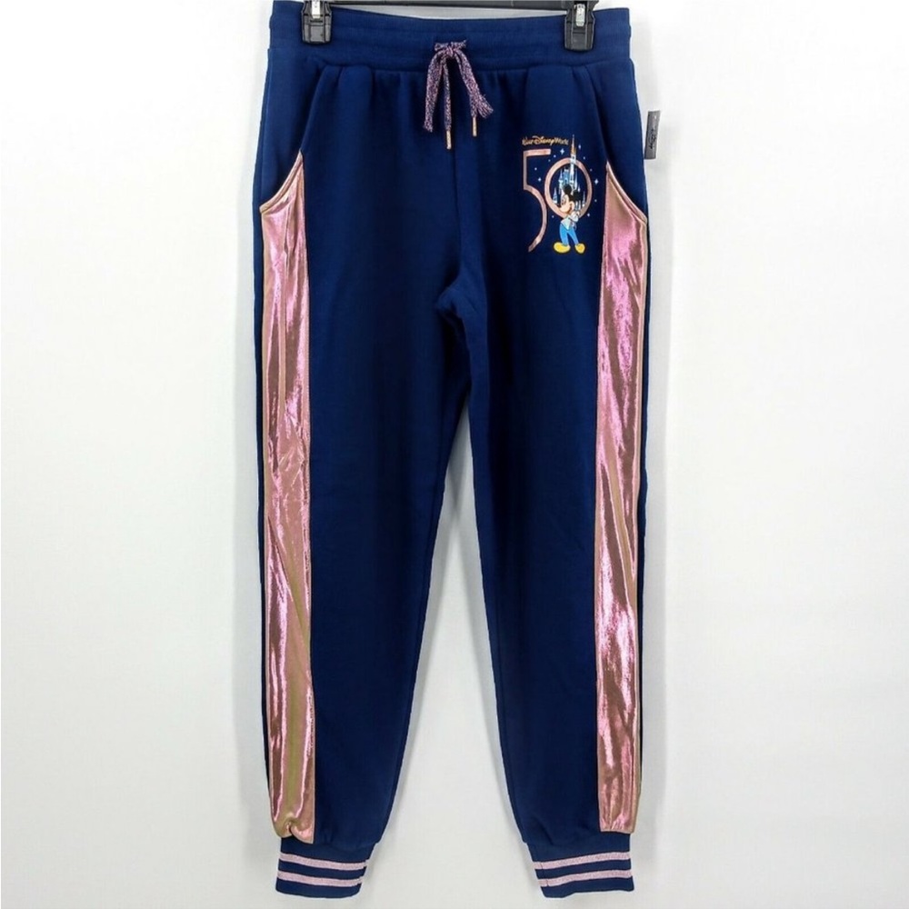 3X Walt Disney World 50th Anniversary Iridescent Mickey Jogger‎ Sweatpants Blue